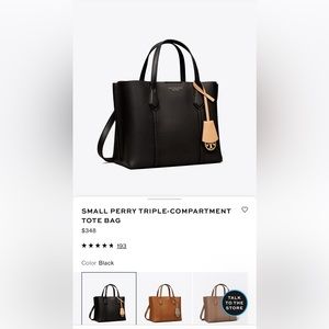 Tory Burch Small Perry Triple Compartment Tote Bag in Black